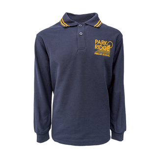 Long Sleeve Polo Shirt - Navy/Gold